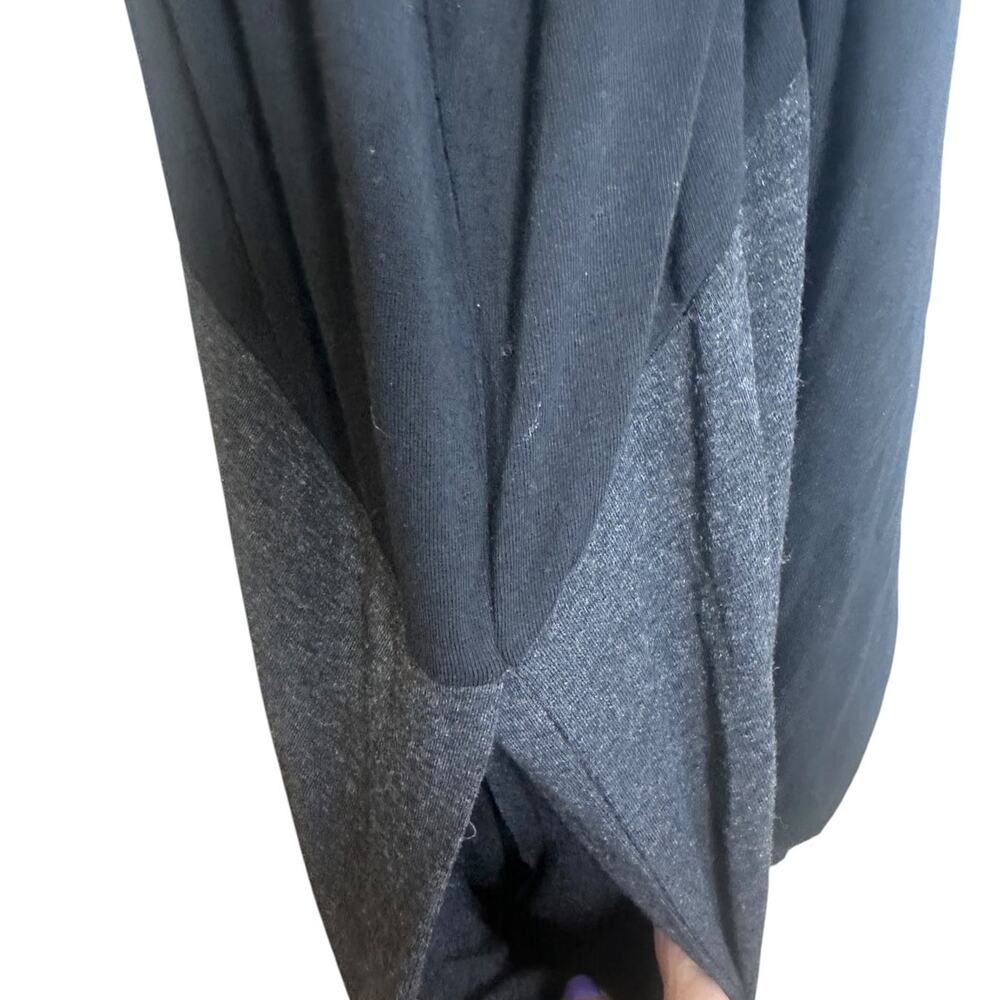 Eileen Fisher Black Charcoal Colorblock Cocoon Jersey Dress Pockets Midi XL - Picture 5 of 11